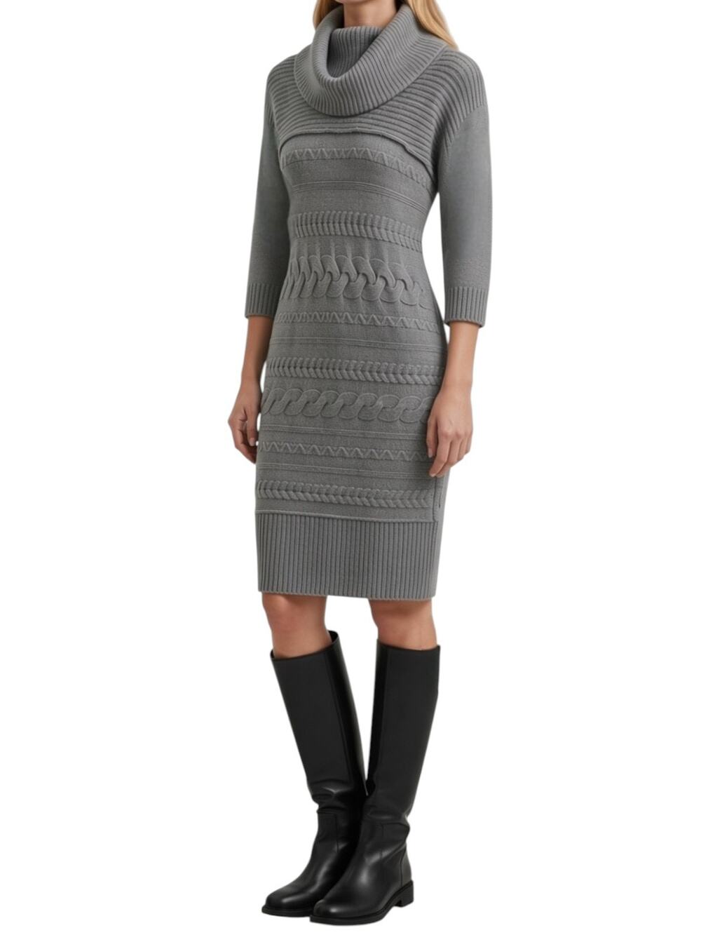 BANANA REPUBLIC Merino Wool 3/4 Sleeved Turtleneck Sweater Dress Size XS